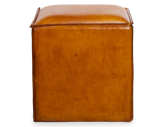 Leather pouffe cognac