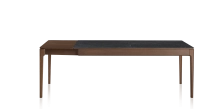 Table extensible 8 à 12 personnes en chêne et céramique allonges bois avec bois teinte marron foncé et plateau céramique effet ardoise 160x100 cm Table extensible 8 à 12 personnes en chêne et céramique allonges bois avec bois teinte marron foncé et plateau céramique effet ardoise 160x100 cm