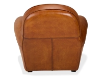 Leather club armchair light brown piped armrests Leather club armchair light brown piped armrests