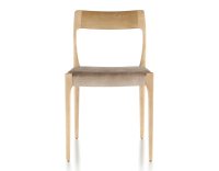 Chaise scandinave bois teinte naturelle assise tissu velours taupe clair Chaise scandinave bois teinte naturelle assise tissu velours taupe clair