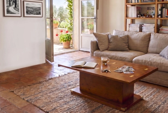 Table basse marine pliante bois teinte merisier