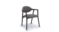 Chaise design avec accoudoirs en frêne bois teinte anthracite et tissu gris Chaise design avec accoudoirs en frêne bois teinte anthracite et tissu gris