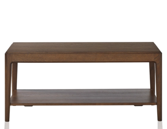 Rectangular oak coffee table with shelf dark brown shade 100x50 cm 100x50 cm