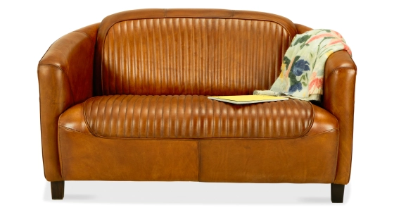 Canapé club cuir 2 places cognac