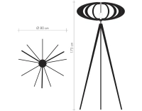 Lampadaire sur trépied en chêne et fil de coton tressage twist grand modèle Lampadaire sur trépied en chêne et fil de coton tressage twist grand modèle