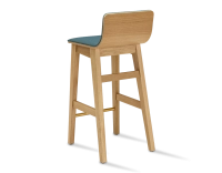 Tabouret de bar en chêne H60 cm bois teinte naturelle assise tissu bleu océan Tabouret de bar en chêne H60 cm bois teinte naturelle assise tissu bleu océan