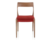 Scandinavian chair walnut-stained wood burgundy fabric seat Scandinavian chair walnut-stained wood burgundy fabric seat