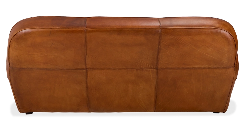 Canapé club cuir 3 places marron clair accoudoirs passepoil Canapé club cuir 3 places marron clair accoudoirs passepoil