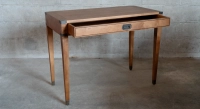 Navy desk in wood and leather bois teinte merisier plateau bois