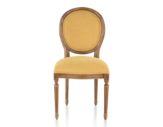 Chaise ancienne style Louis XVI tissu jaune