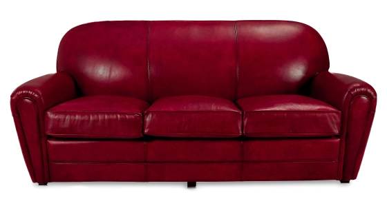 Canapé club cuir 3 places rouge carmin accoudoirs passepoil