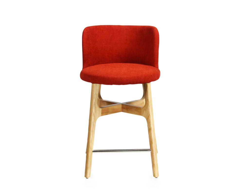 Tabouret de bar h60 cm bois teinte naturelle assise tissu orange brulé Tabouret de bar h60 cm bois teinte naturelle assise tissu orange brulé