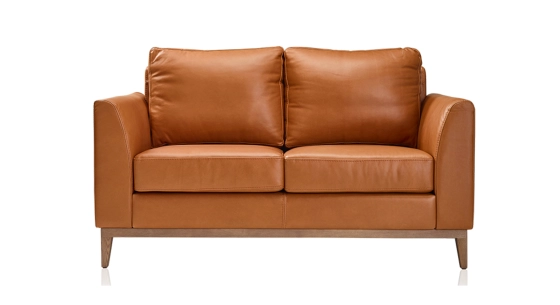 2 seater designer sofa chestnut leather
