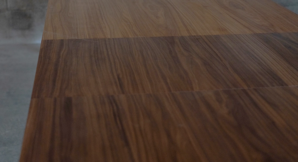 Extensible oak table for 8 to 12 people with slate effect ceramic top and anthracite tinted extensions 160x100 cm