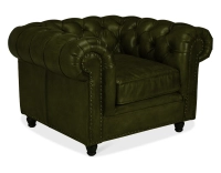 Fauteuil chesterfield cuir vert olive accoudoirs cloutés Fauteuil chesterfield cuir vert olive accoudoirs cloutés
