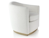 Fauteuil club tissu tissu bouclé blanc socle bois effet laiton Fauteuil club tissu tissu bouclé blanc socle bois effet laiton