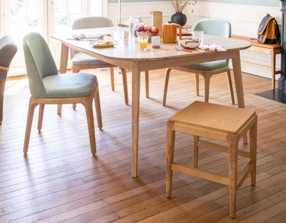 H45 cm design stool natural wood stain wooden seat