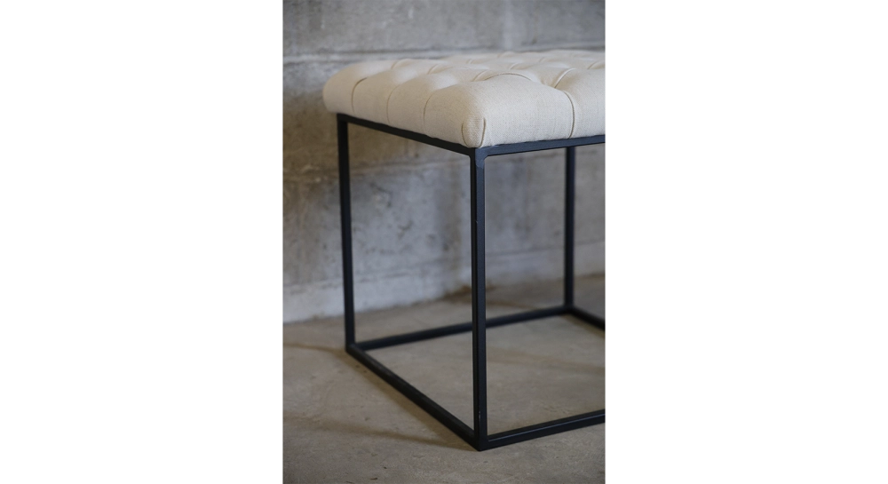 Pouf Chesterfield tissu beige