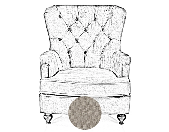 Fauteuil Chesterfield tissu beige naturel haut dossier