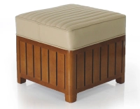 Pouf carré bois et cuir beige Pouf carré bois et cuir beige