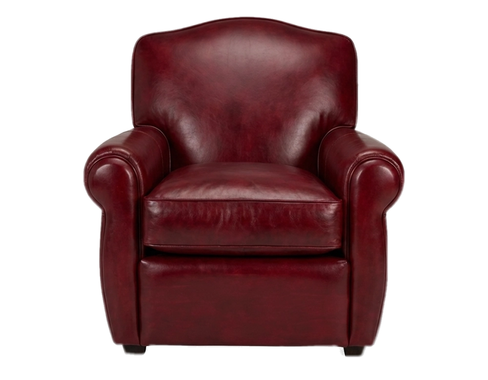 Sillón club de piel rojo carmín