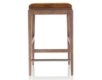Tabouret de bar design H60 cm bois teinte noyer assise tissu velours bronze Tabouret de bar design H60 cm bois teinte noyer assise tissu velours bronze