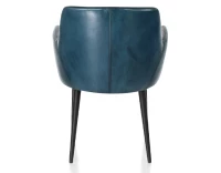 Chaise vintage avec accoudoirs cuir bleu