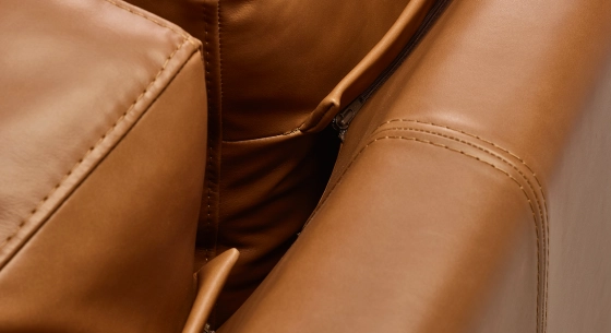 Canapé design 2 places cuir noisette