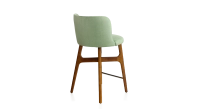 Tabouret de bar h60 cm bois teinte merisier assise tissu vert