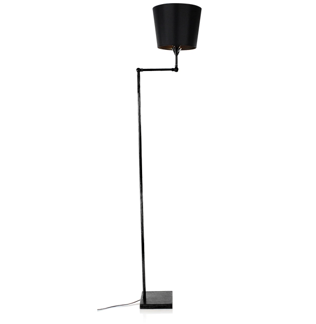 Lampadaire salon articulé noir abat jour noir intérieur doré Lampadaire salon articulé noir abat jour noir intérieur doré