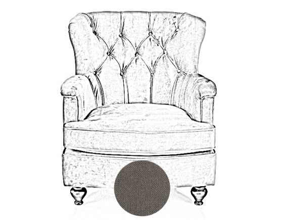 Fauteuil Chesterfield tissu gris clair moyen dossier