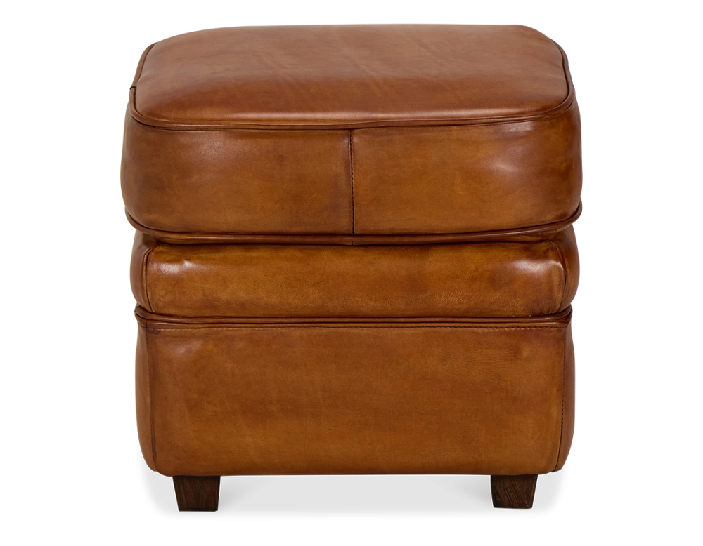 Leather pouffe light brown Leather pouffe light brown
