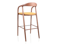 Tabouret de bar h80 cm teinte noyer assise tissu jaune bois teinte noyer et tissu jaune Tabouret de bar h80 cm teinte noyer assise tissu jaune bois teinte noyer et tissu jaune