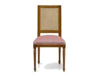 Chaise ancienne style Louis XVI dossier canné assise tissu chevron bordeaux