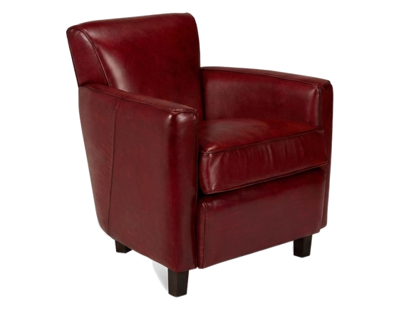 Fauteuil club cuir rouge carmin