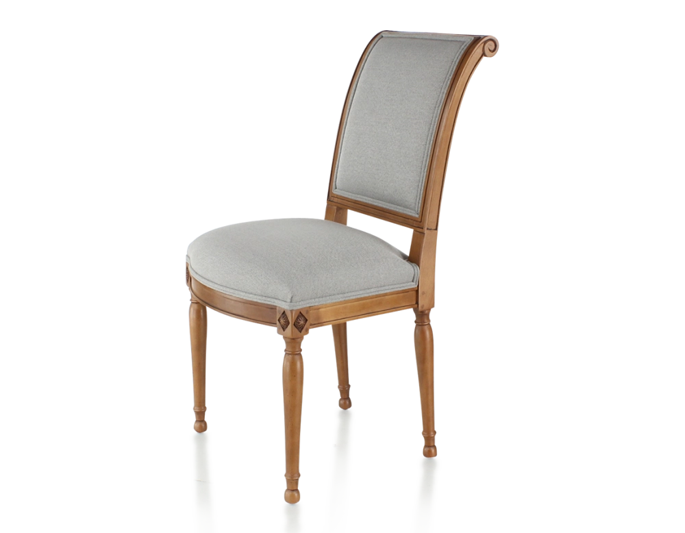 Chaise ancienne style directoire bois teinte ancienne et tissu gris clair Chaise ancienne style directoire bois teinte ancienne et tissu gris clair