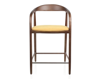 Tabouret de bar H60 cm bois teinte marron foncé et tissu jaune Tabouret de bar H60 cm bois teinte marron foncé et tissu jaune