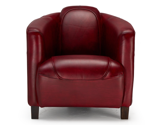 Leather club armchair carmine red