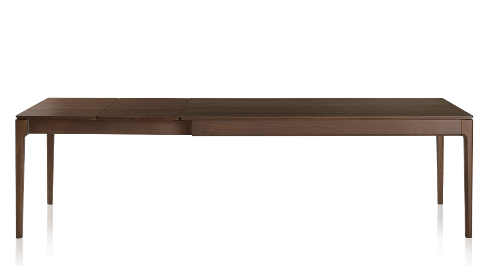 Table extensible en chêne 6 à 12 personnes avec plateau et allonges bois teinte marron foncé 140x100 cm Table extensible en chêne 6 à 12 personnes avec plateau et allonges bois teinte marron foncé 140x100 cm