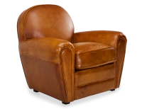 Leather club armchair cognac piped armrests Leather club armchair cognac piped armrests