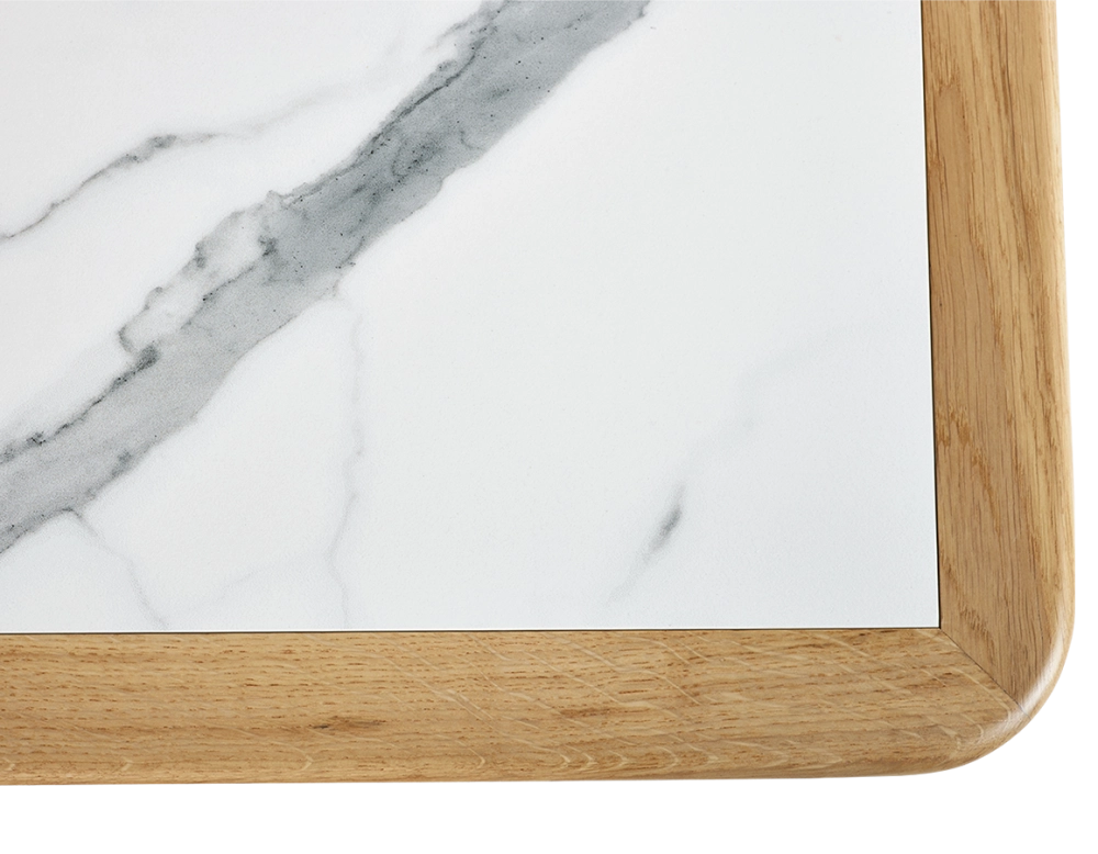 Table basse rectangulaire en chêne et céramique avec bois teinte naturelle plateau céramique effet marbre blanc 100x50 cm Table basse rectangulaire en chêne et céramique avec bois teinte naturelle plateau céramique effet marbre blanc 100x50 cm