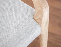 Scandinavian armchair with armrests natural stained wood seat natural beige fabric Scandinavian armchair with armrests natural stained wood seat natural beige fabric