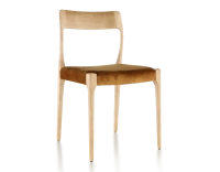 Chaise scandinave bois teinte naturelle assise tissu velours bronze Chaise scandinave bois teinte naturelle assise tissu velours bronze