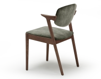 Chaise scandinave bois teinte noyer assise tissu velours vert forêt Chaise scandinave bois teinte noyer assise tissu velours vert forêt