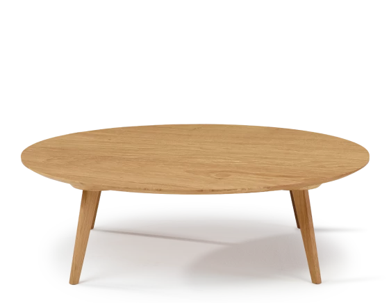 Table basse ronde en chêne plateau bois F1 teinte naturelle 90x90x30 cm