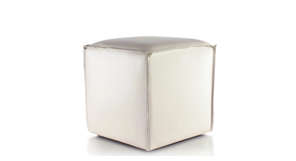 Pouf cuir de vachette gris perle