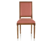 Chaise ancienne style Louis XVI bois teinte ancienne et tissu rose corail Chaise ancienne style Louis XVI bois teinte ancienne et tissu rose corail