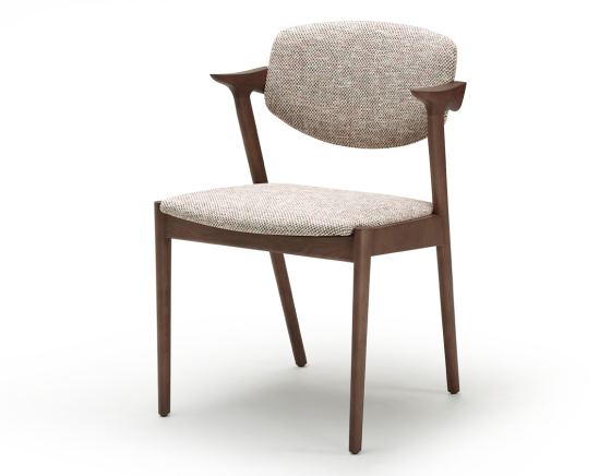 Chaise scandinave bois teinte noyer assise tissu fusion