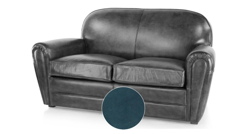2 seater leather club sofa blue piped armrests 2 seater leather club sofa blue piped armrests