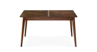 Table extensible en noyer et céramique allonges bois avec bois teinte naturelle et plateau céramique brun oxydé 210x100 cm